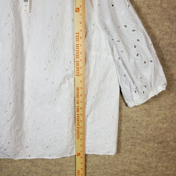 Talbots Plus Women's Eyelet Lace Top, Size 18W NWT White Summer Blouse - Picture 8 of 12